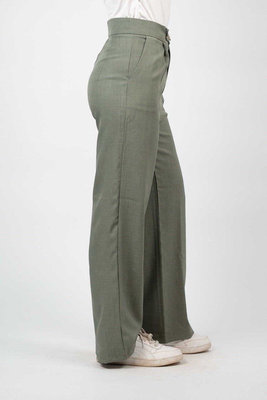 DOUBLE BUTTON WIDE LEG TROUSER