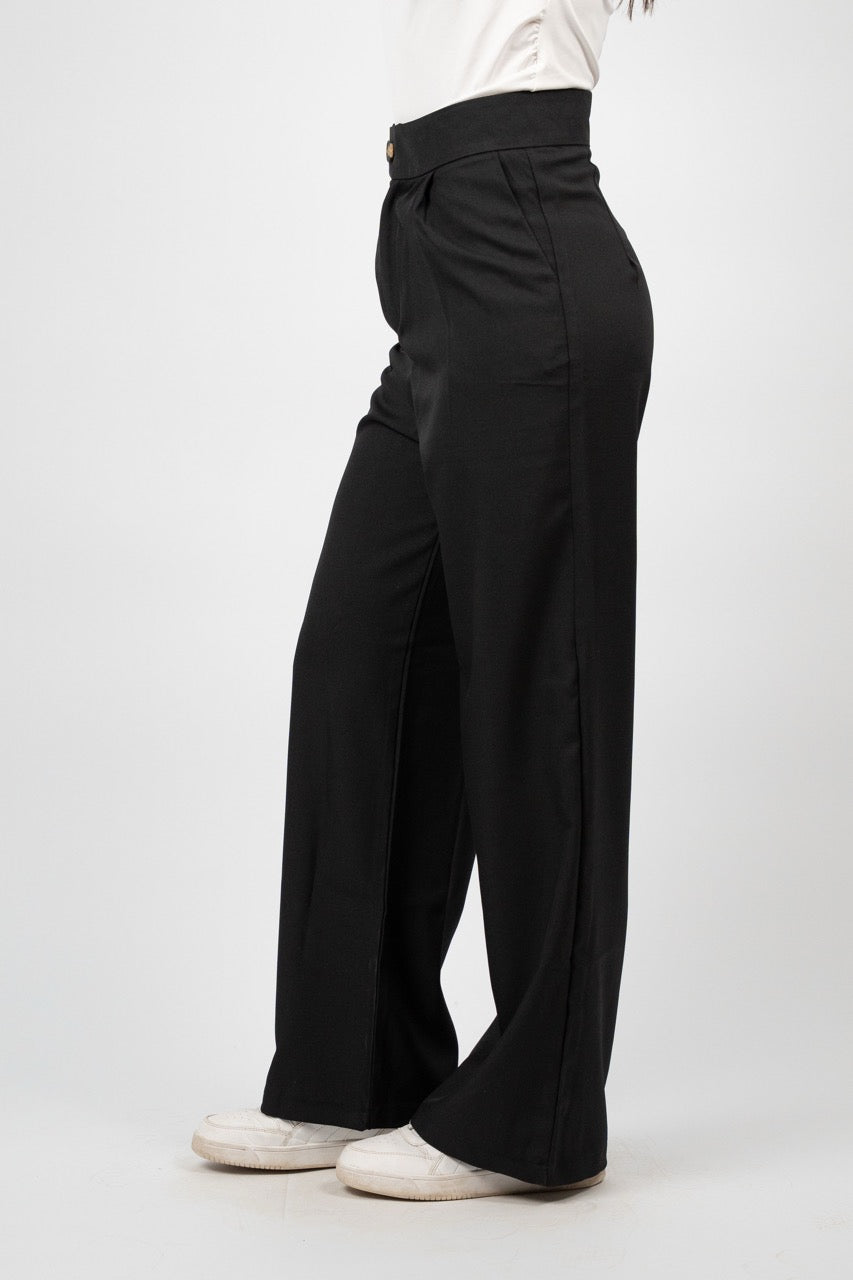 DOUBLE BUTTON WIDE LEG TROUSER