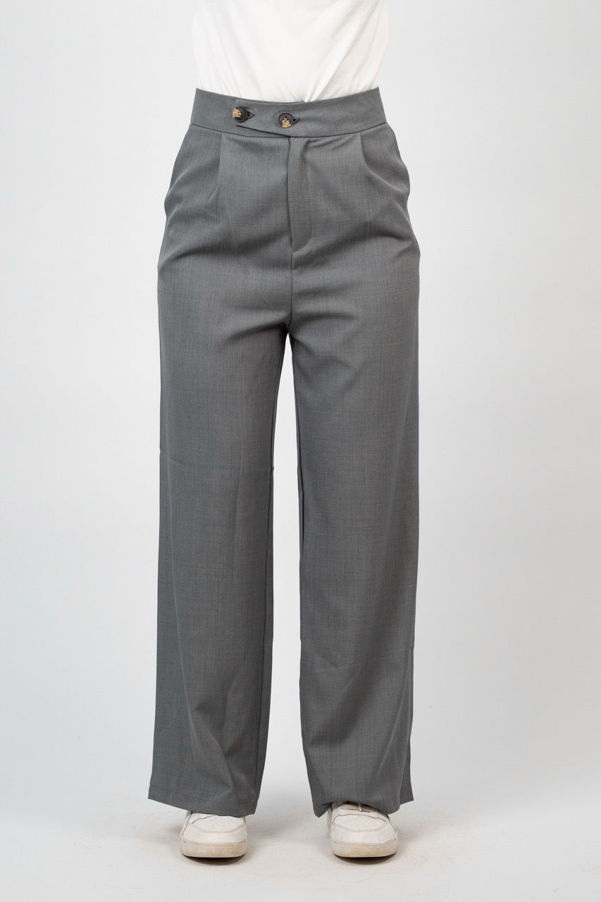 DOUBLE BUTTON WIDE LEG TROUSER