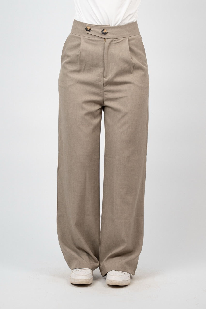 DOUBLE BUTTON WIDE LEG TROUSER
