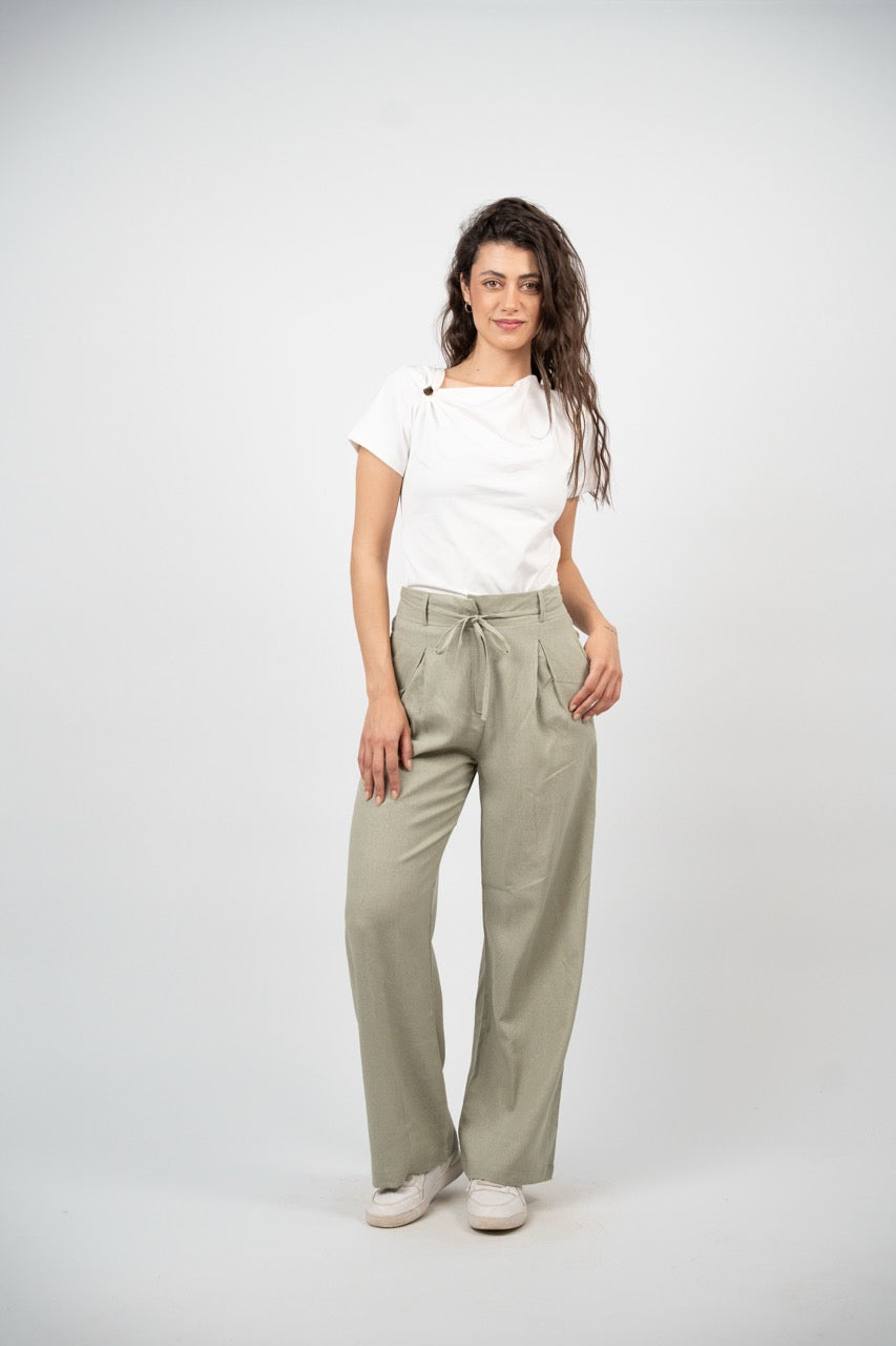 TIE WAIST WIDE LEG PANTS