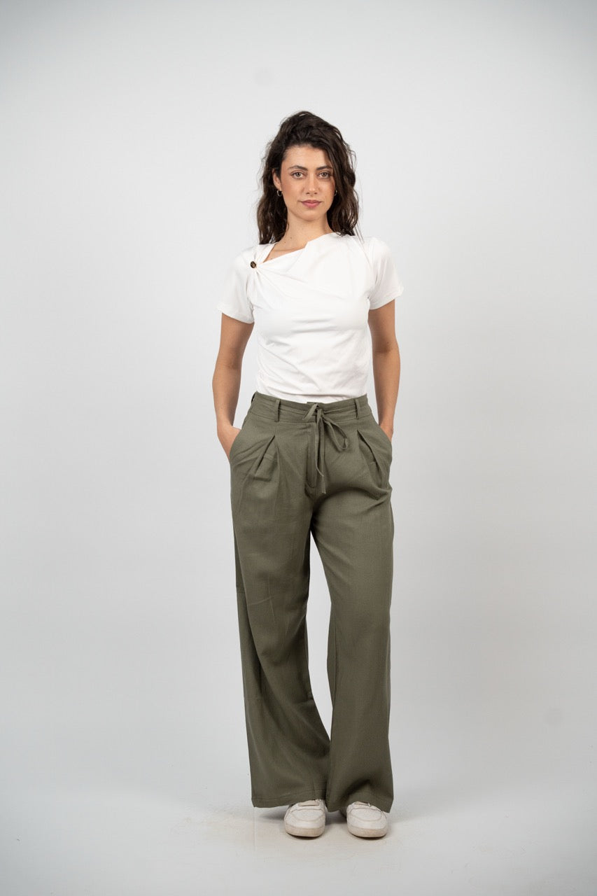 TIE WAIST WIDE LEG PANTS