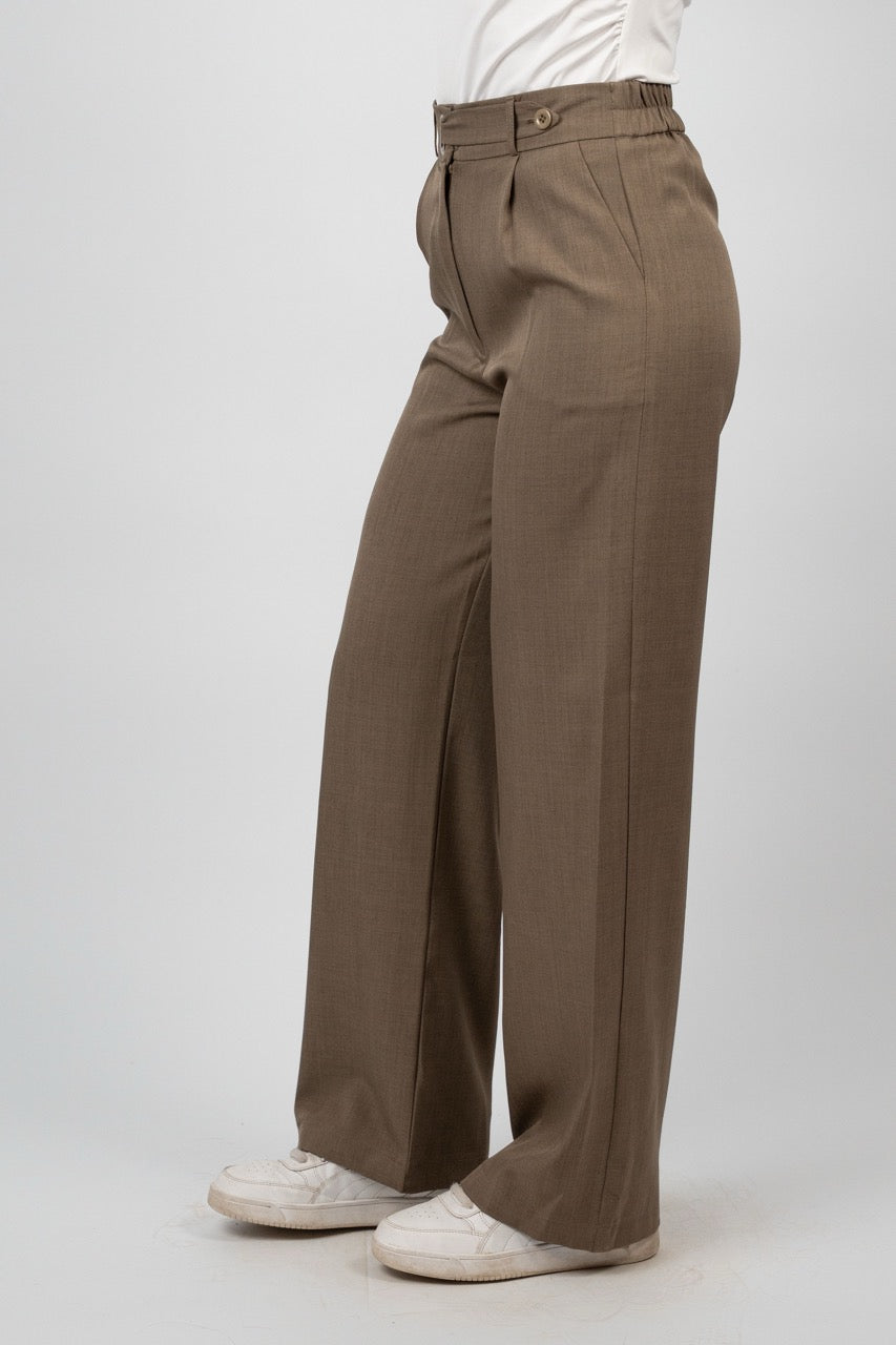 BUCKLE WAIST WIDE LEG TROUSER