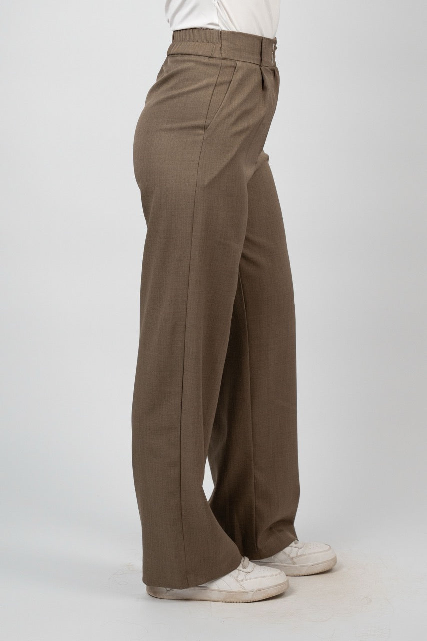 BUCKLE WAIST WIDE LEG TROUSER