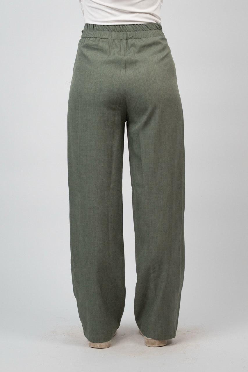 BUCKLE WAIST WIDE LEG TROUSER