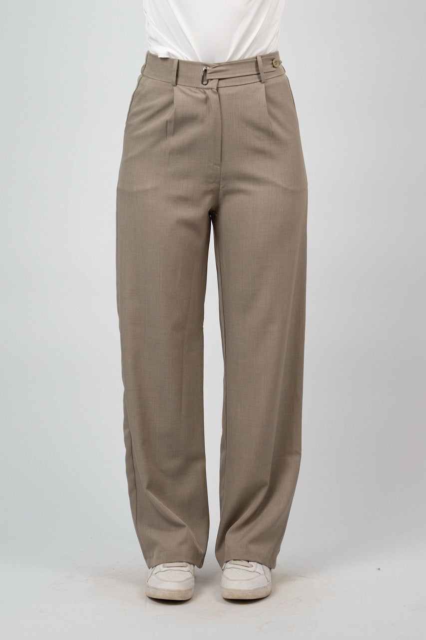 BUCKLE WAIST WIDE LEG TROUSER