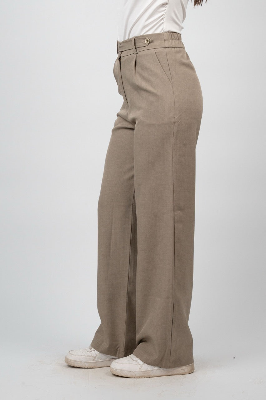 BUCKLE WAIST WIDE LEG TROUSER
