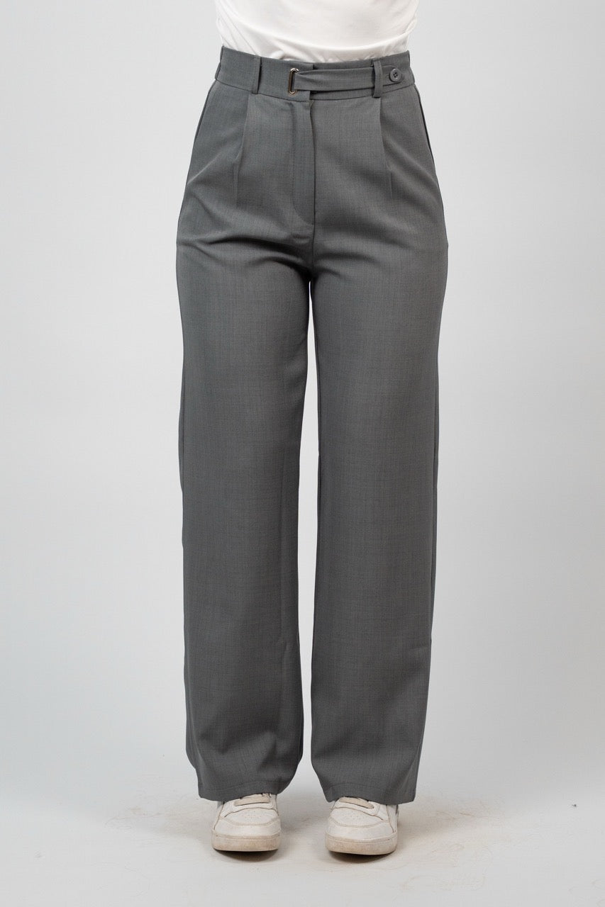 BUCKLE WAIST WIDE LEG TROUSER