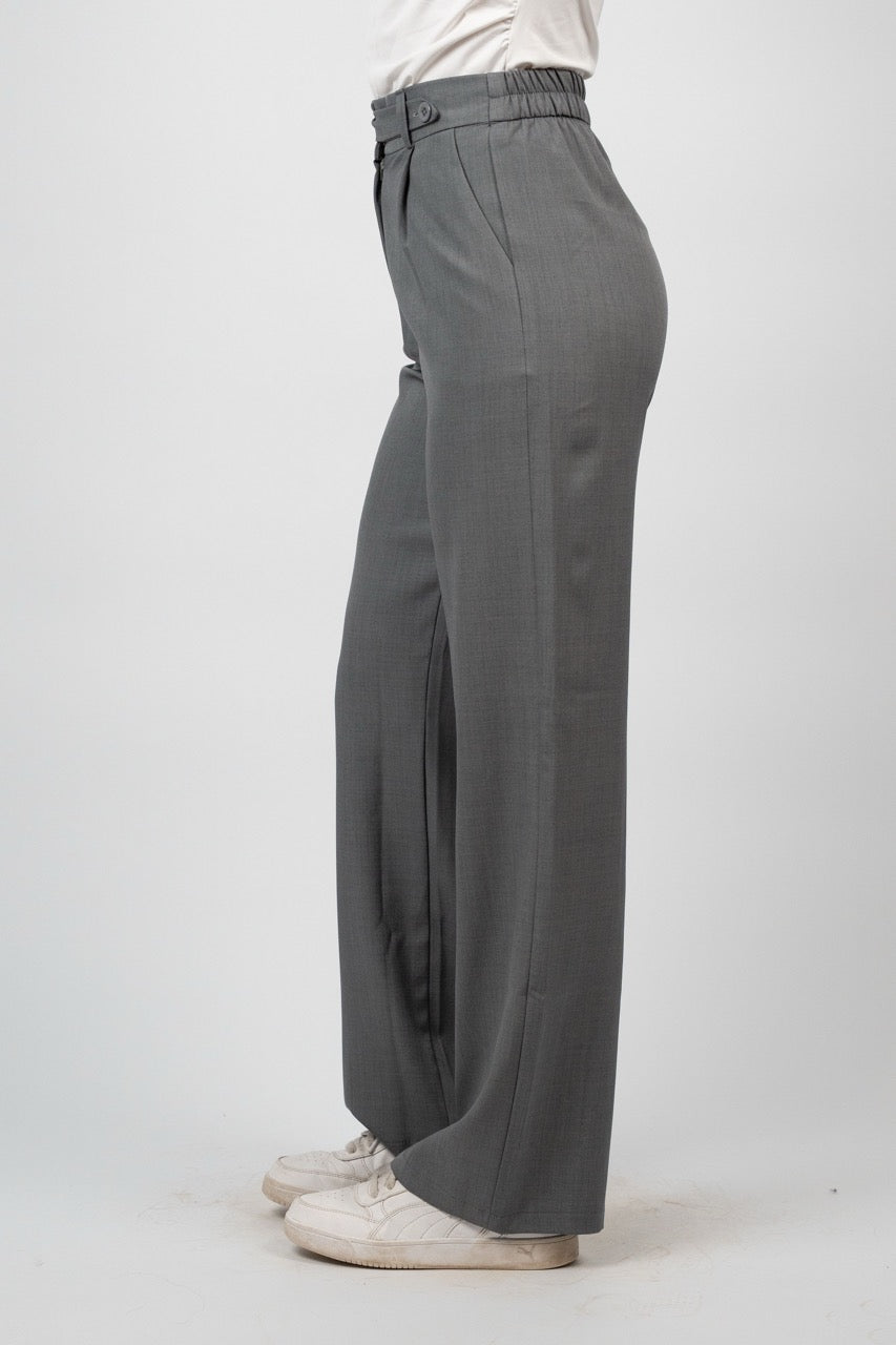 BUCKLE WAIST WIDE LEG TROUSER