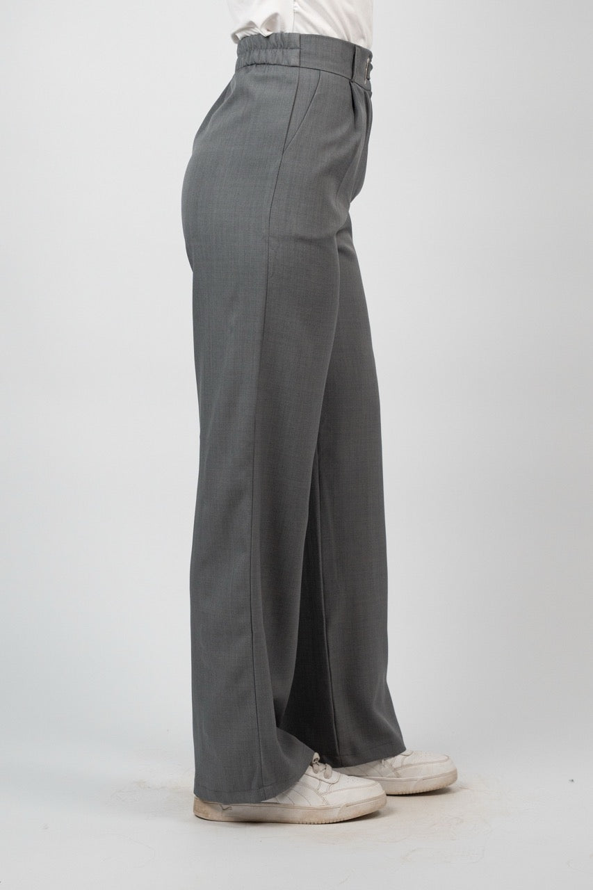 BUCKLE WAIST WIDE LEG TROUSER