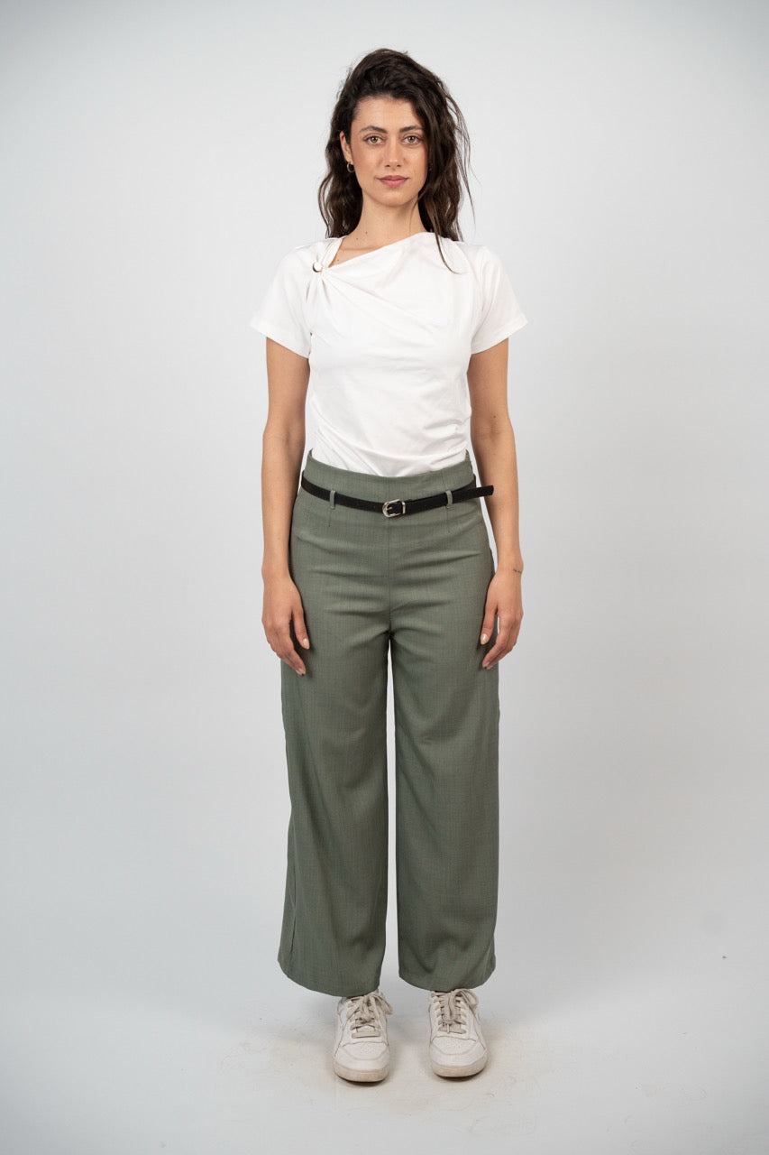 BELTED WIDE LEG PANTS
