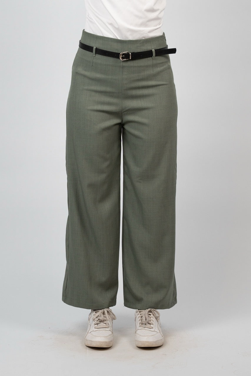 BELTED WIDE LEG PANTS