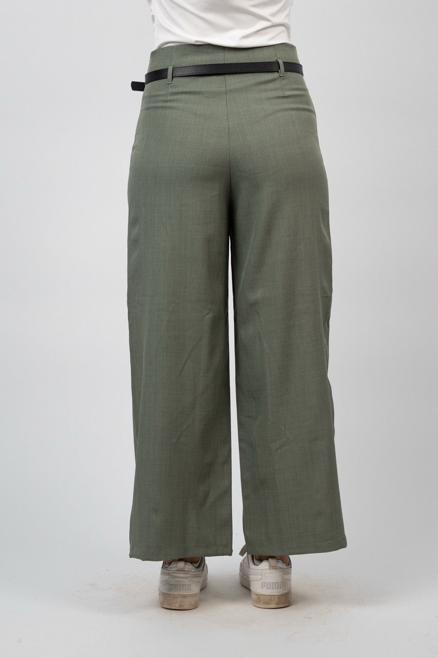 BELTED WIDE LEG PANTS
