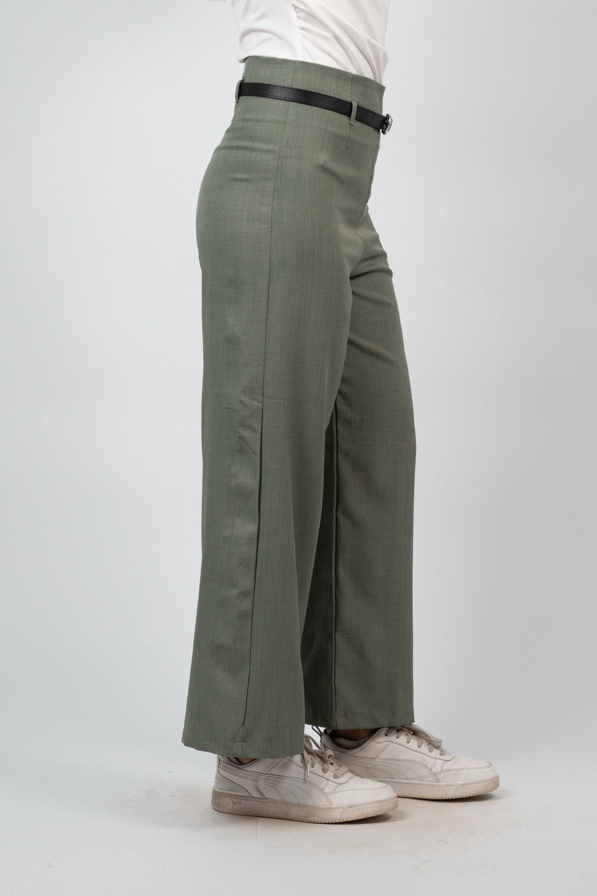 BELTED WIDE LEG PANTS