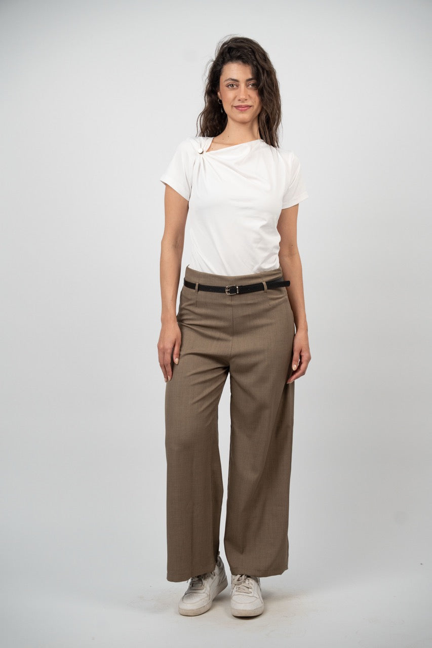 BELTED WIDE LEG PANTS