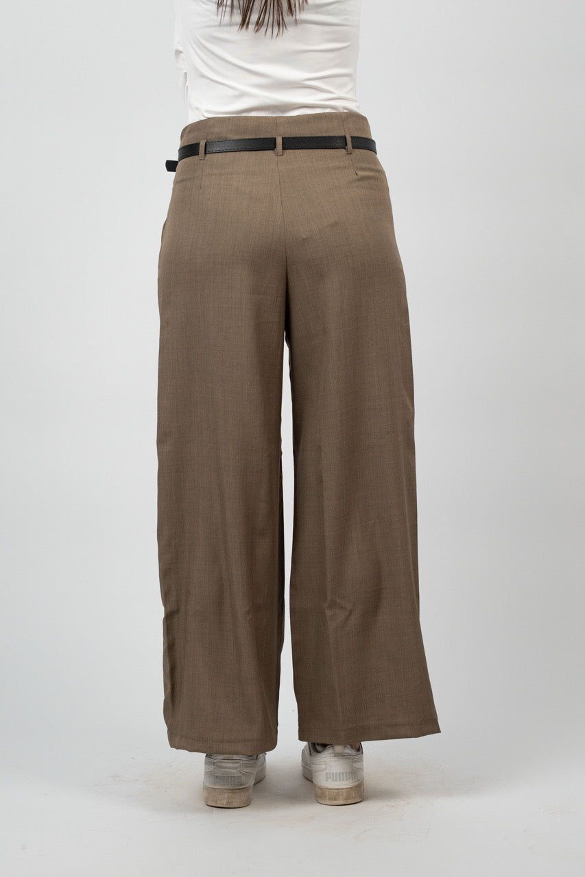 BELTED WIDE LEG PANTS
