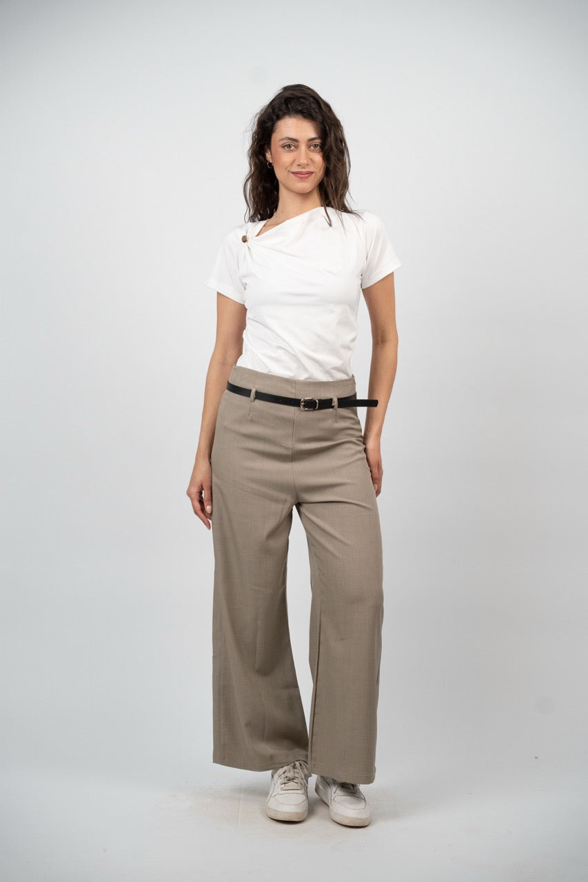 BELTED WIDE LEG PANTS