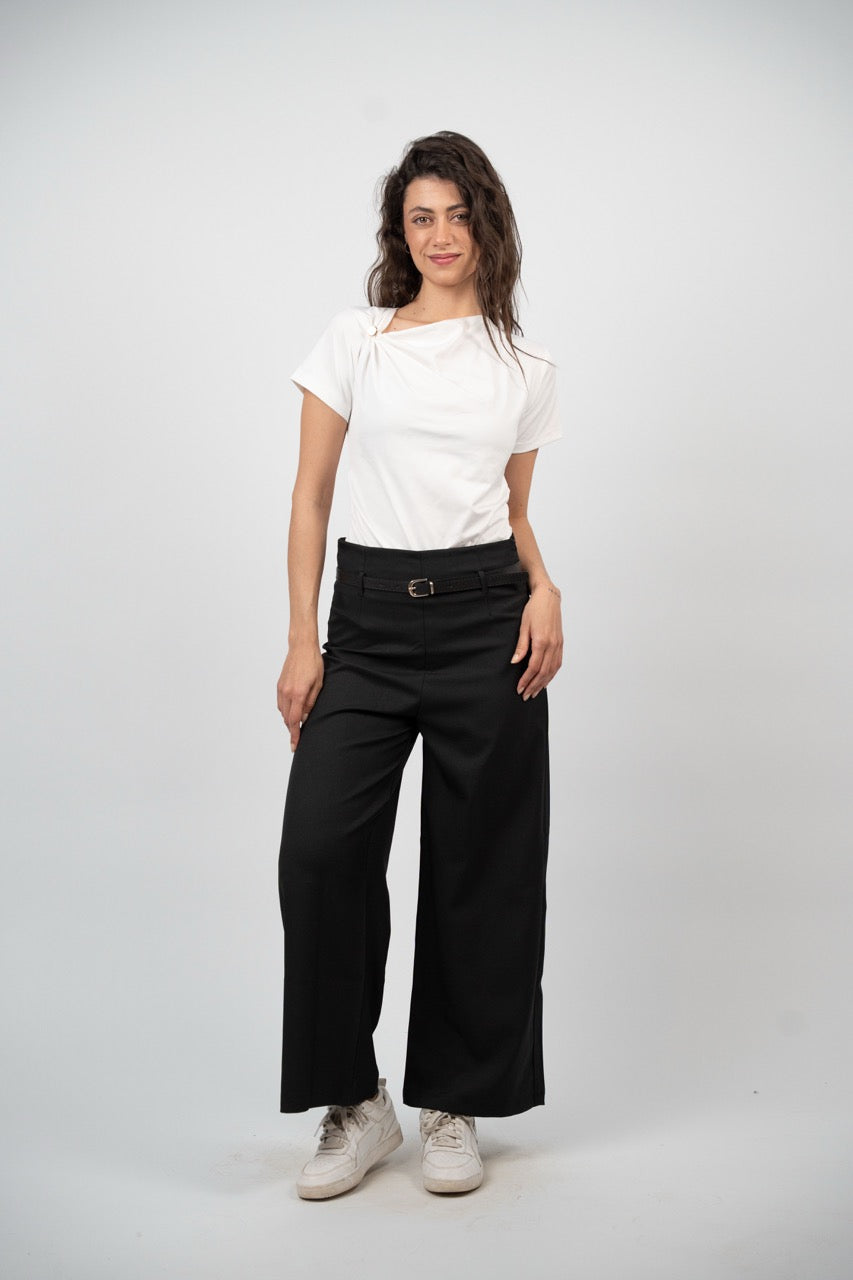 BELTED WIDE LEG PANTS