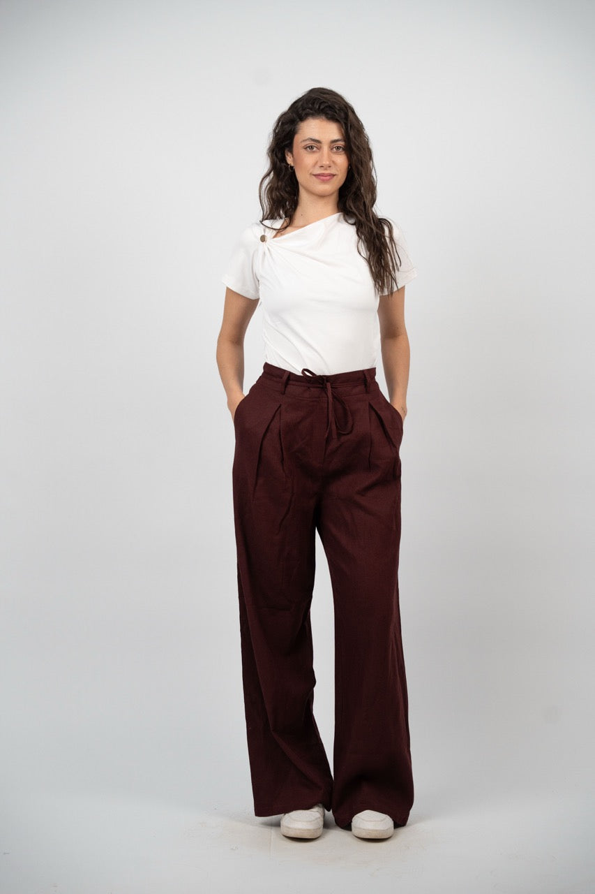 TIE WAIST WIDE LEG PANTS
