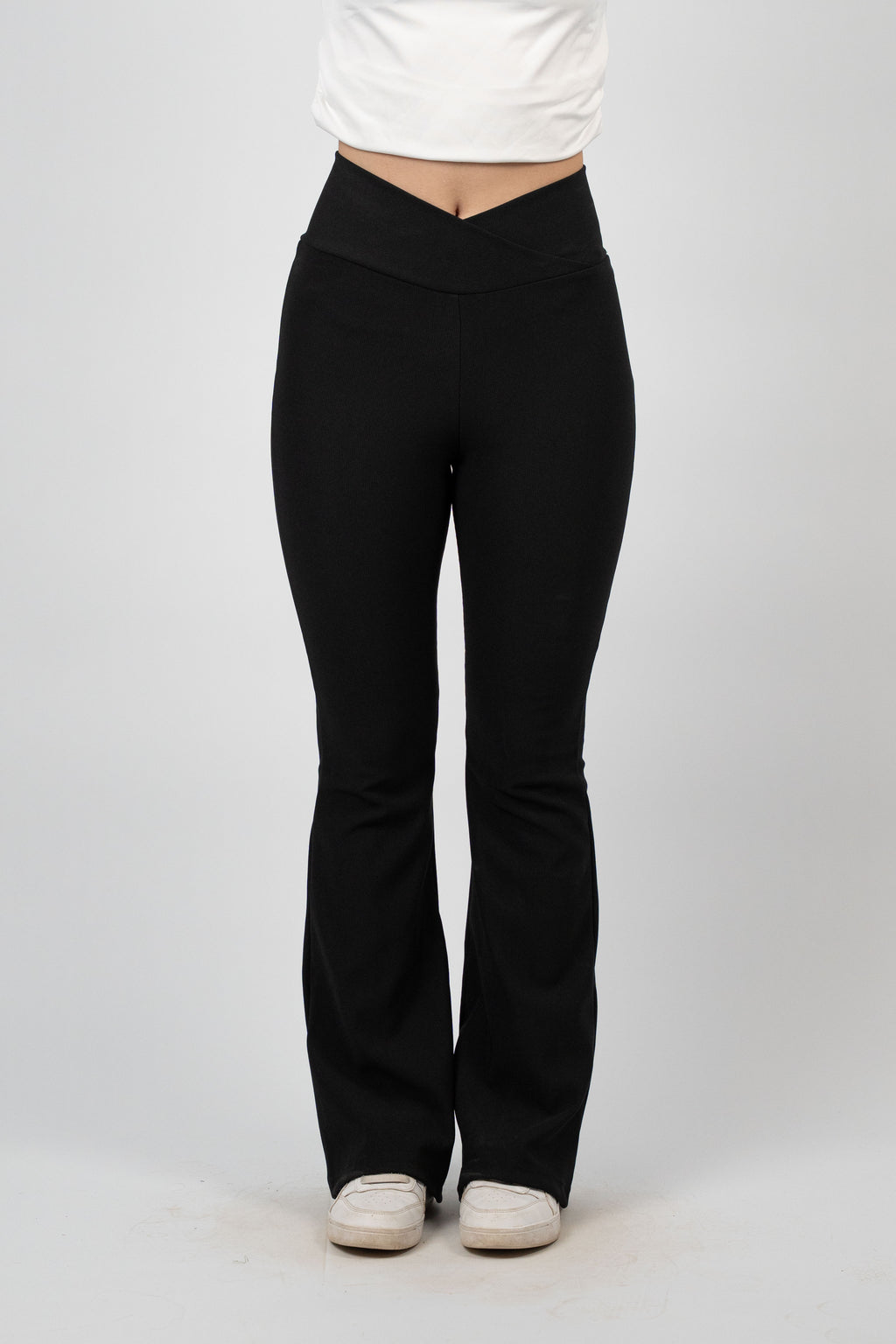 CROSS WAIST FLARED PANTS