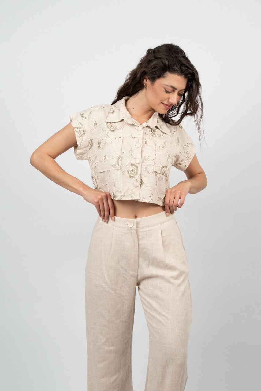 EMBROIDERED LINEN SET