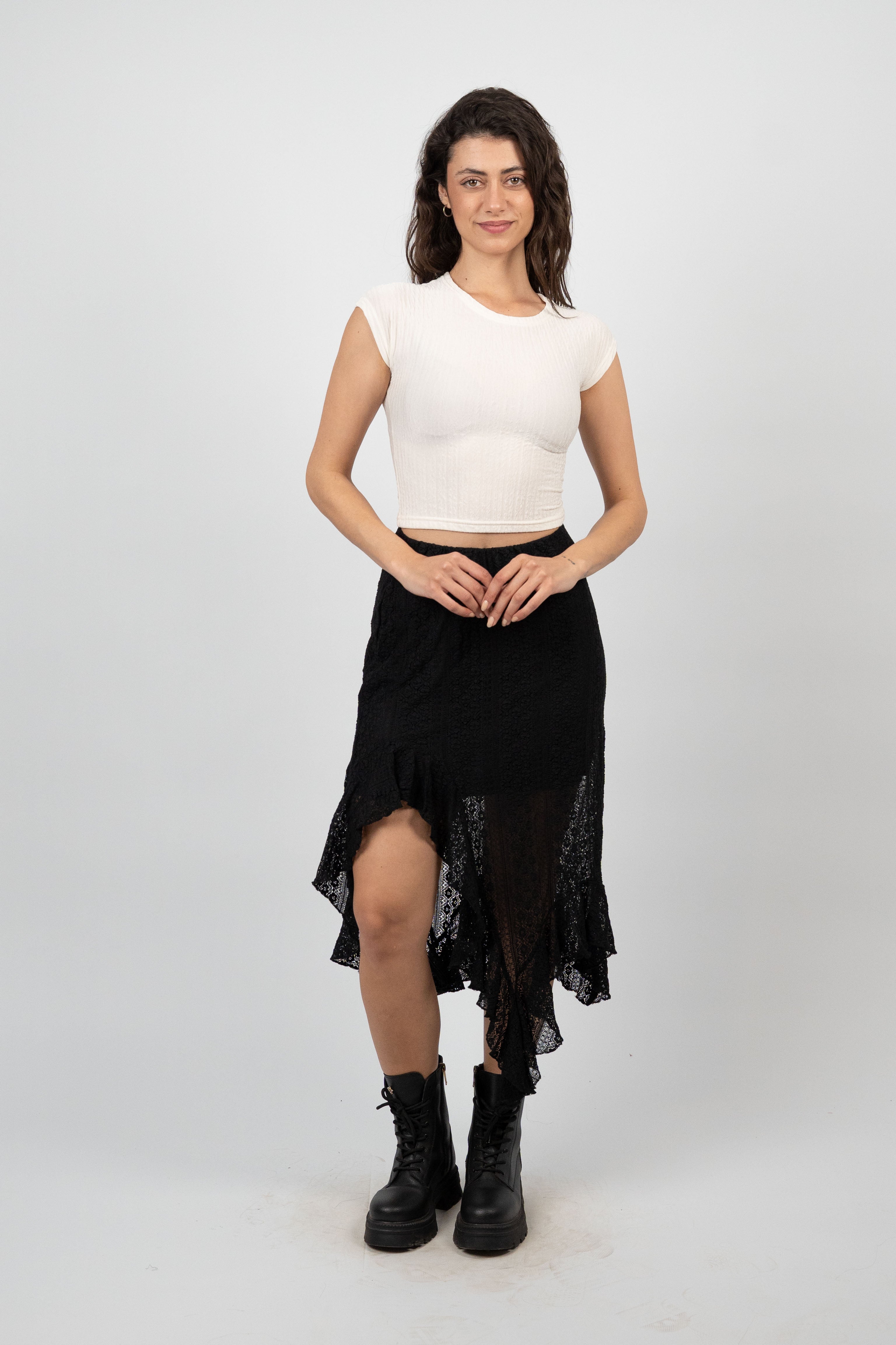 ASYMMETRIC LACE SKIRT