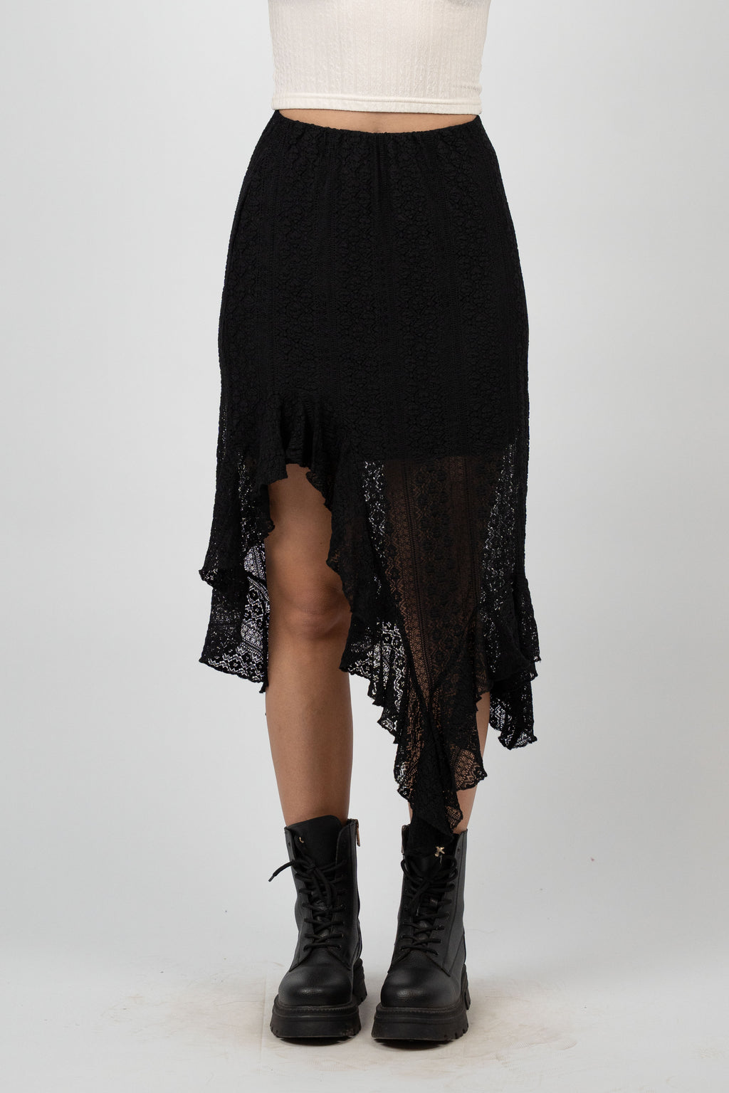 ASYMMETRIC LACE SKIRT