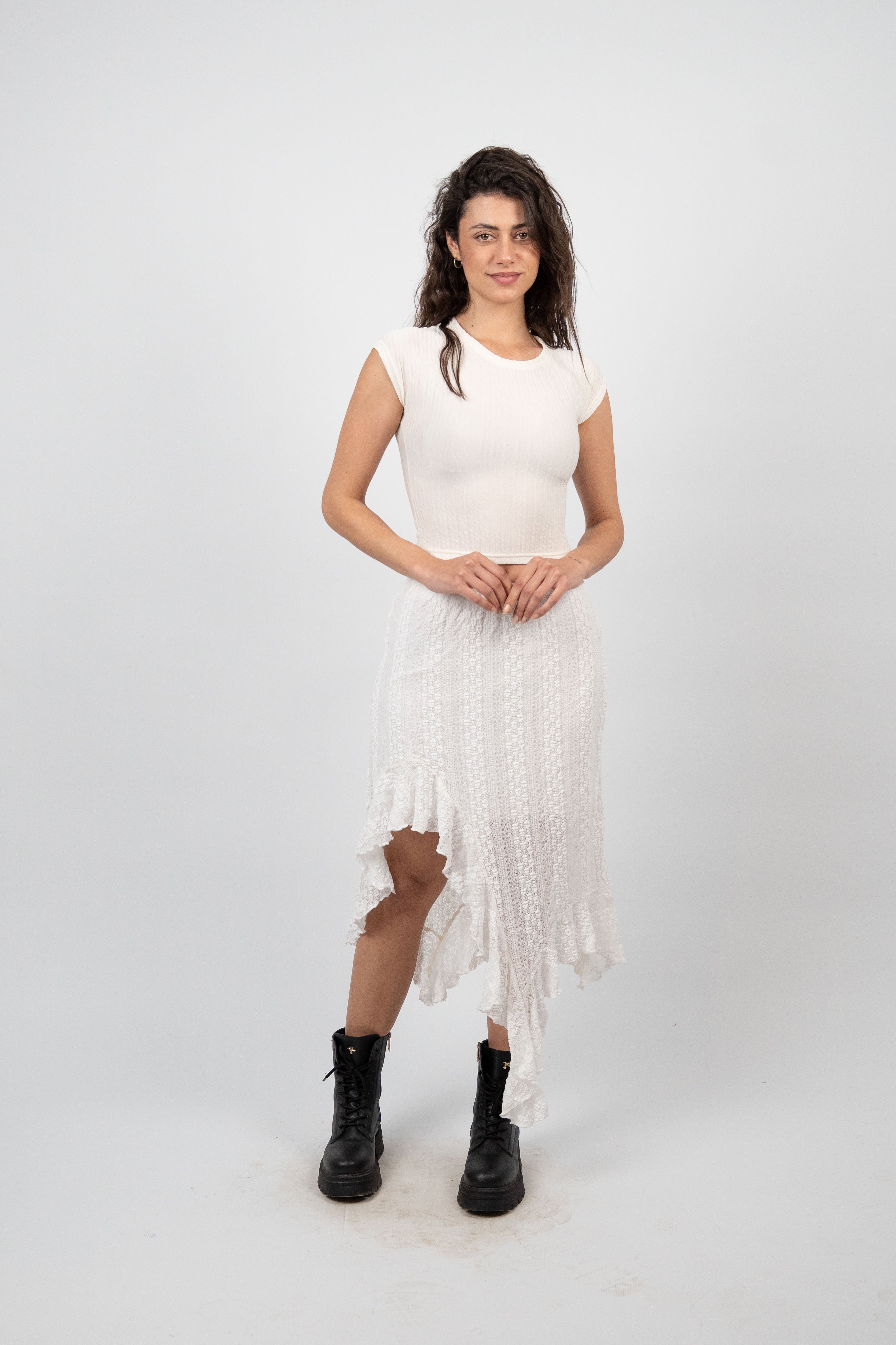 ASYMMETRIC LACE SKIRT
