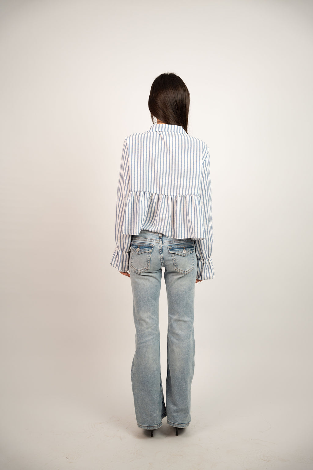 RUFFLED STRIPED BLOUSE