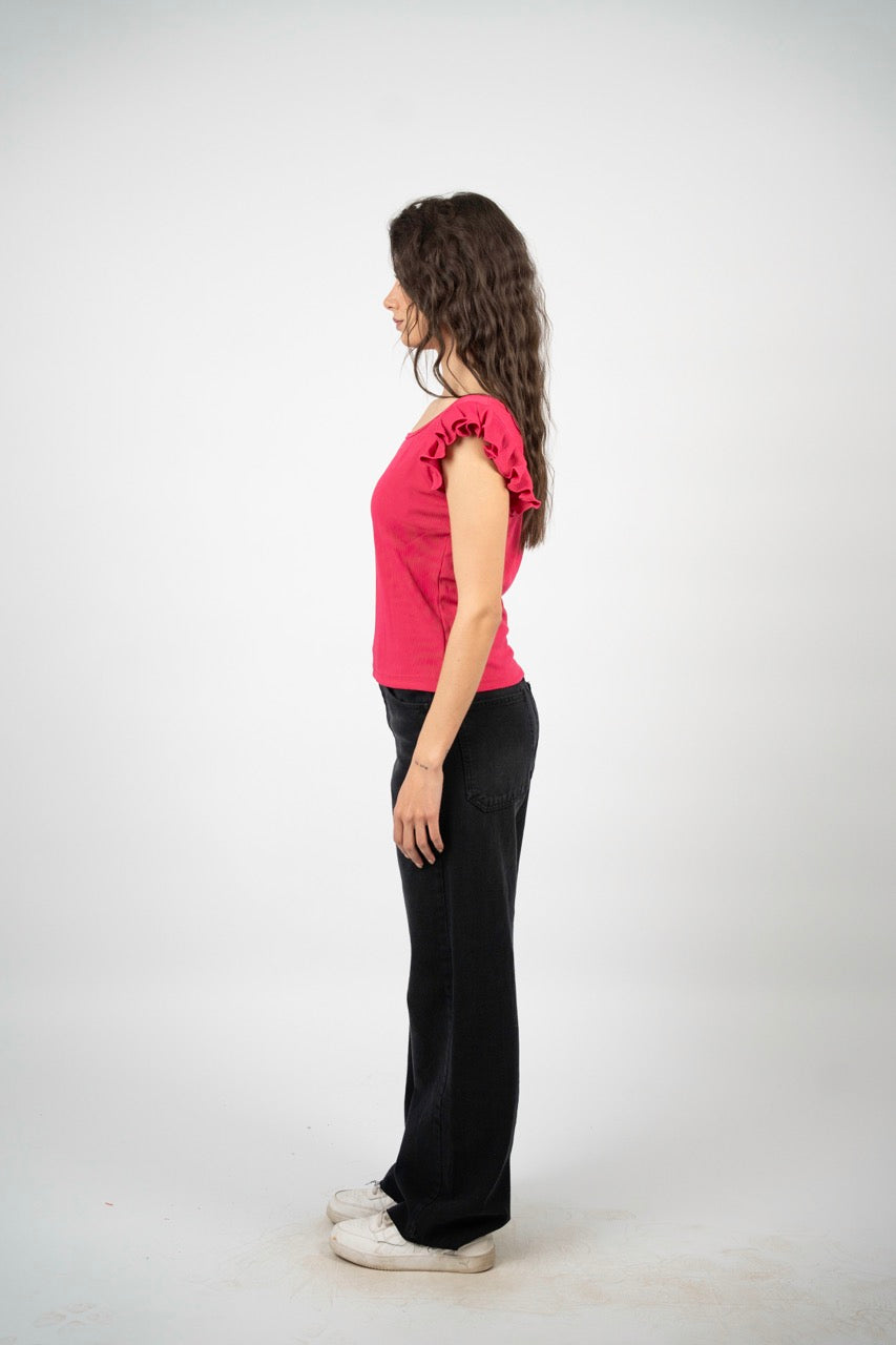 SMART BUTTON RIBBED BLOUSE