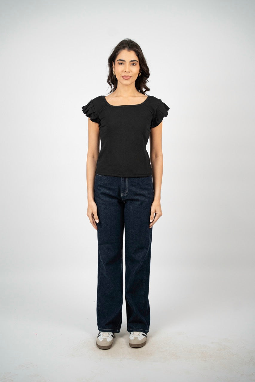 SMART BUTTON RIBBED BLOUSE