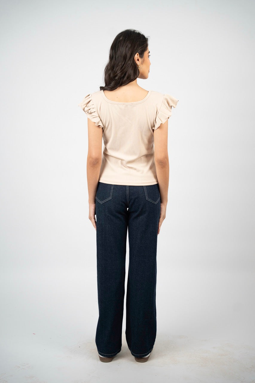 SMART BUTTON RIBBED BLOUSE