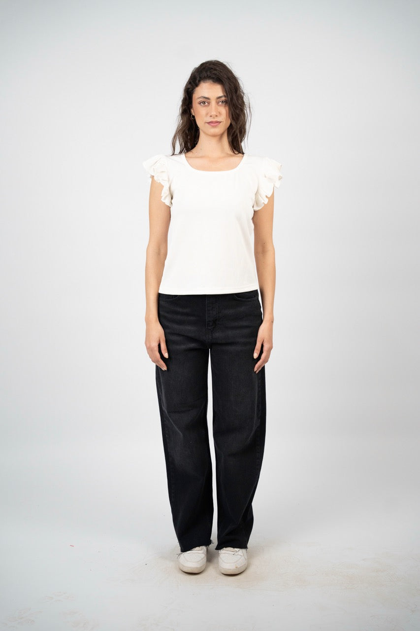 SMART BUTTON RIBBED BLOUSE