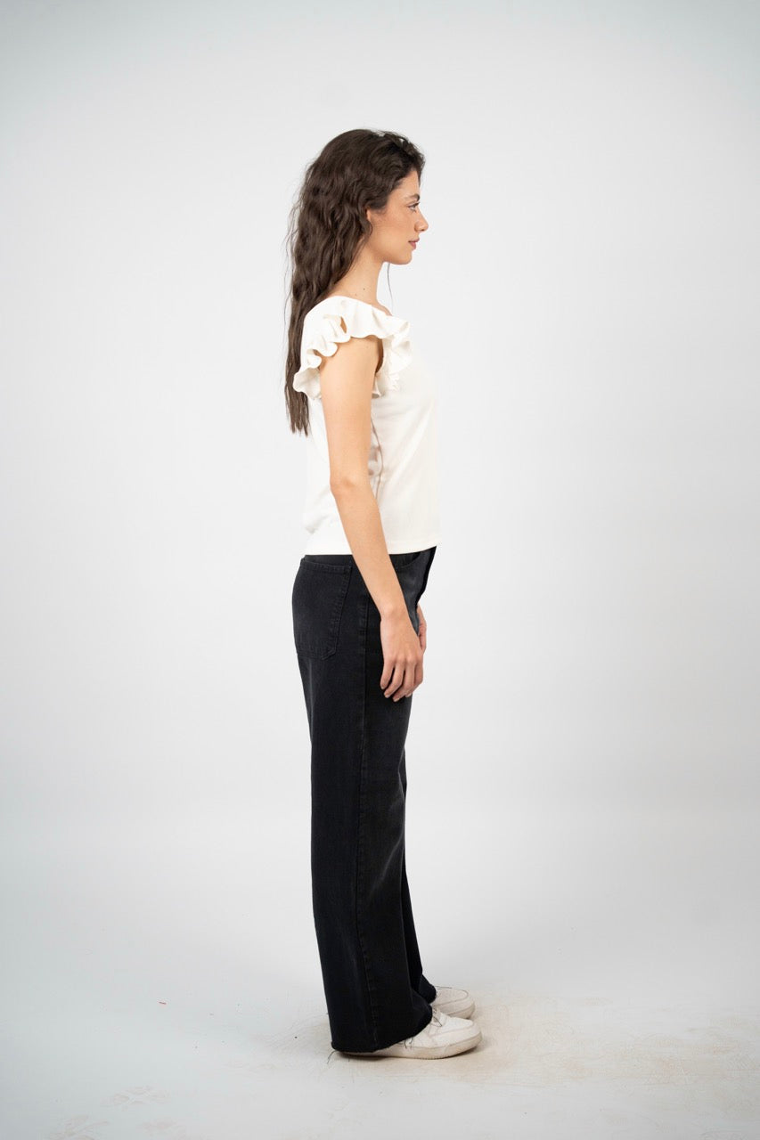 SMART BUTTON RIBBED BLOUSE