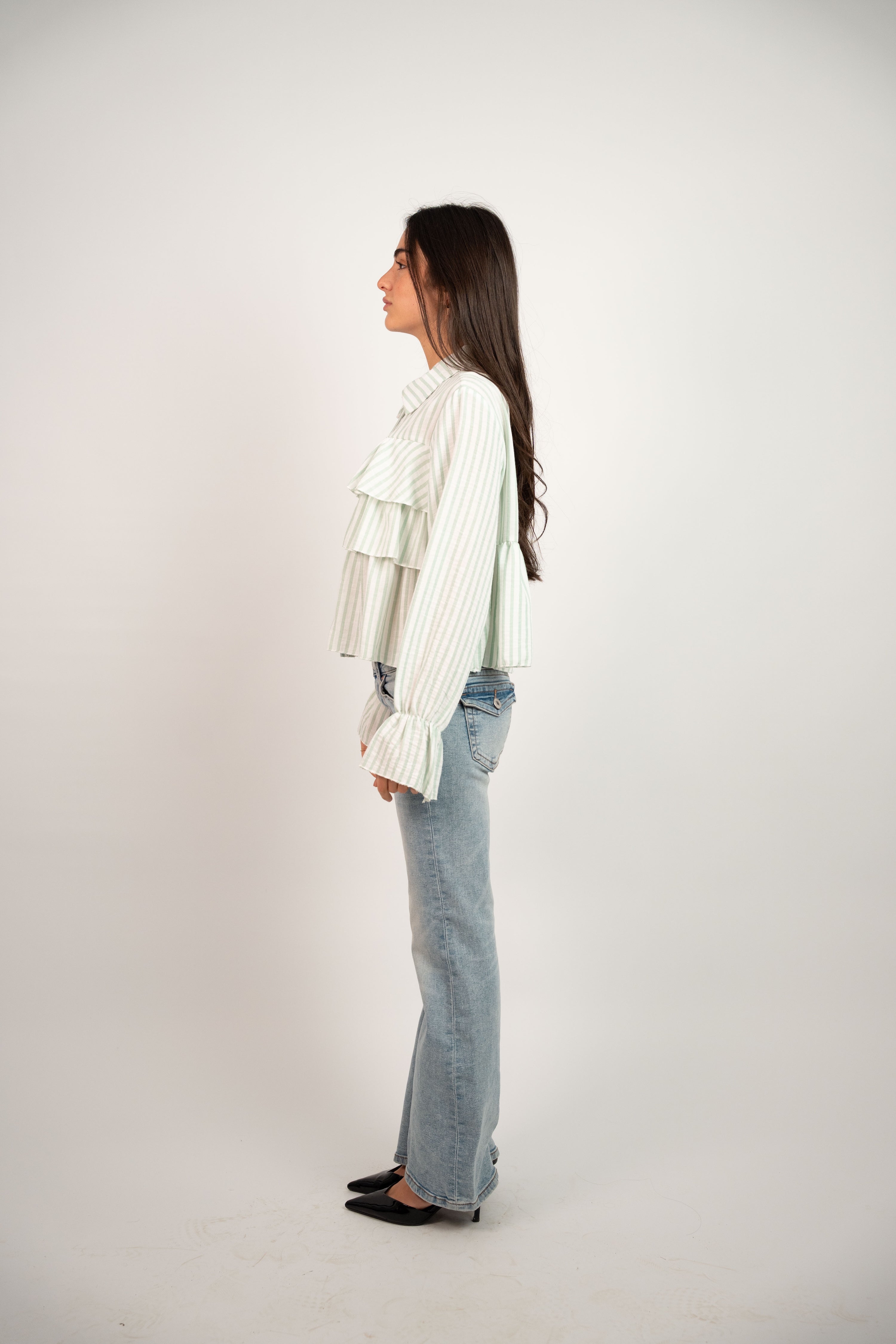 RUFFLED STRIPED BLOUSE