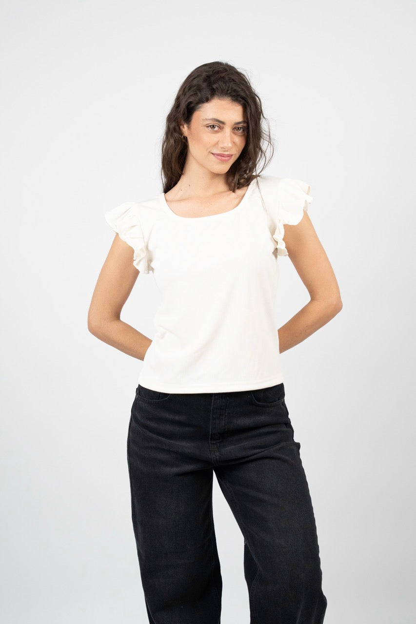 SMART BUTTON RIBBED BLOUSE