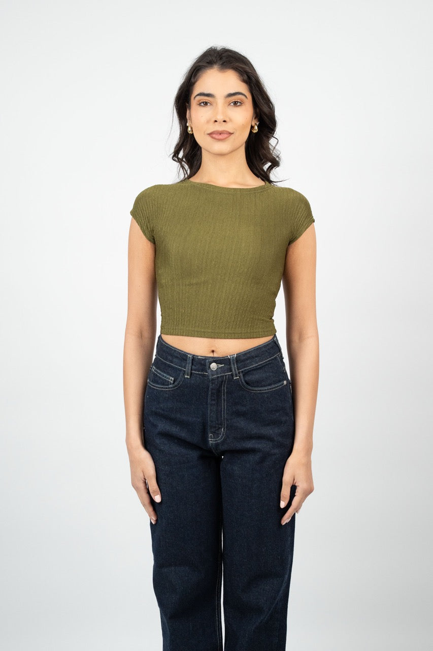 CRINKLE FITTED CROP TOP