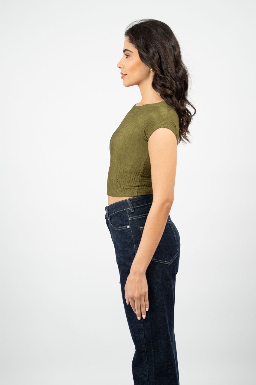 CRINKLE FITTED CROP TOP