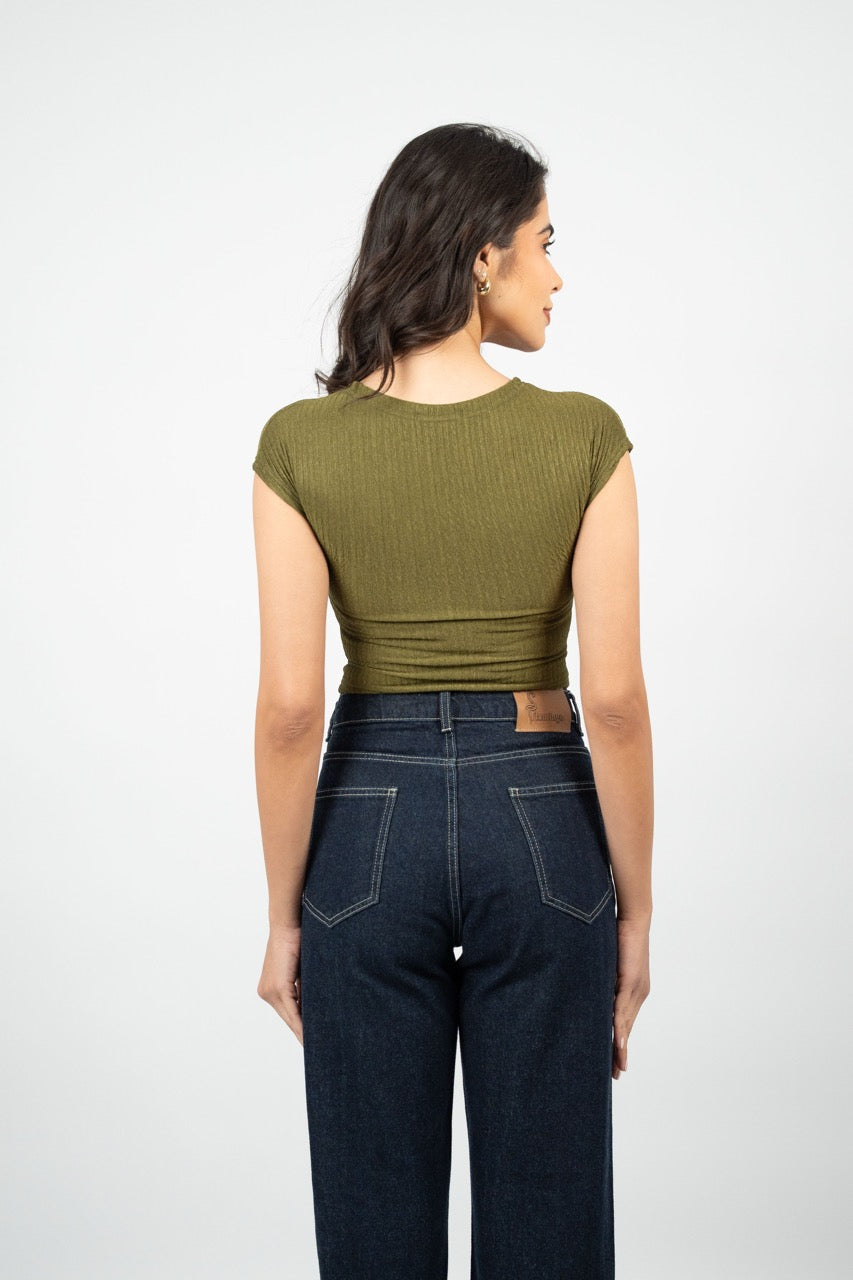 CRINKLE FITTED CROP TOP