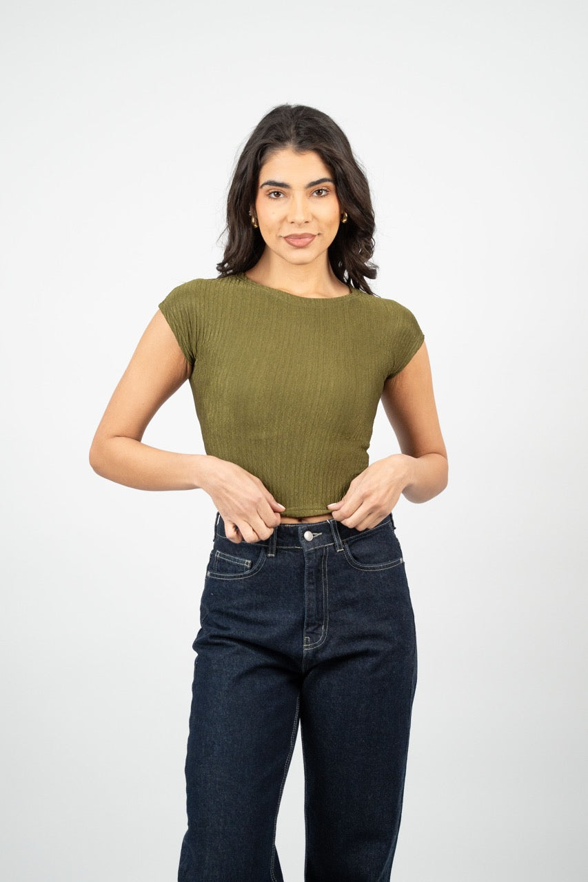 CRINKLE FITTED CROP TOP