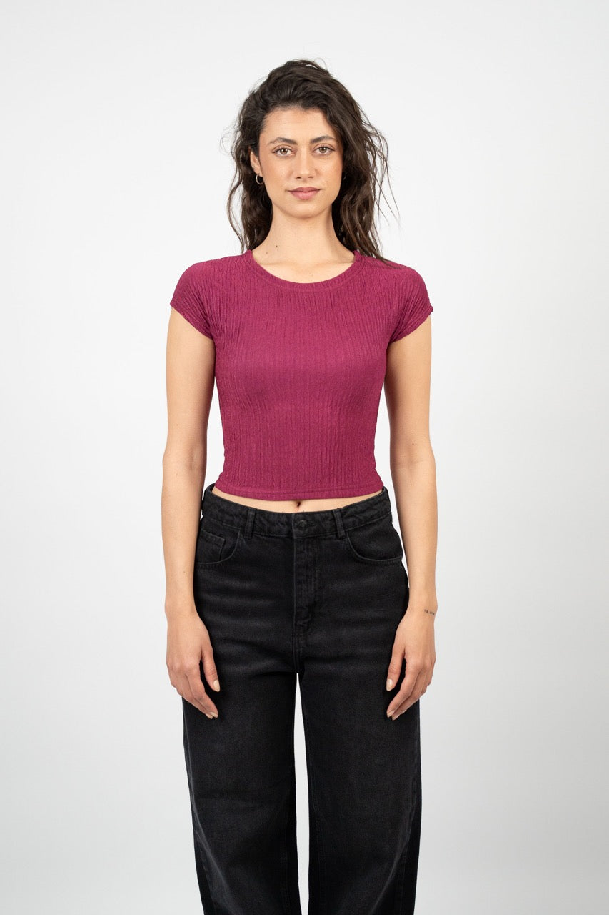 CRINKLE FITTED CROP TOP