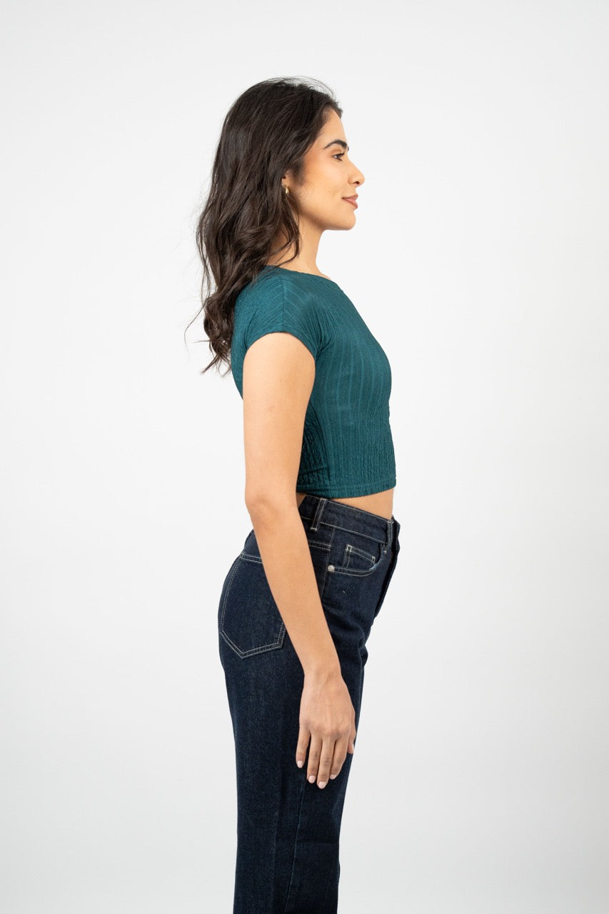 CRINKLE FITTED CROP TOP