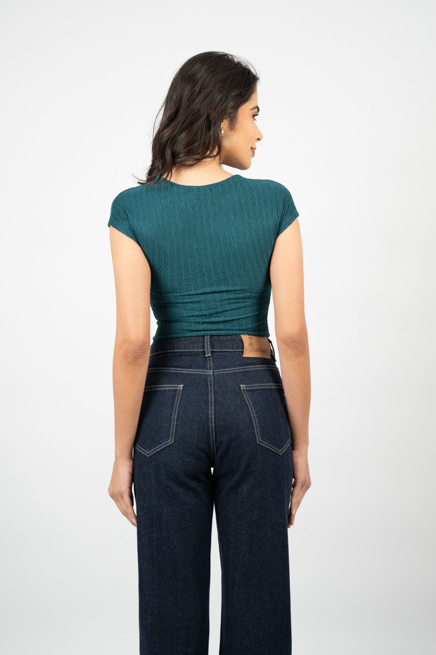 CRINKLE FITTED CROP TOP