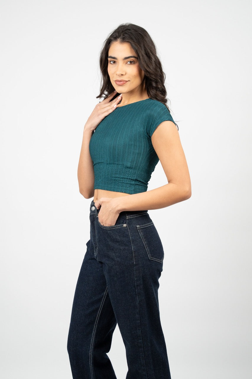 CRINKLE FITTED CROP TOP