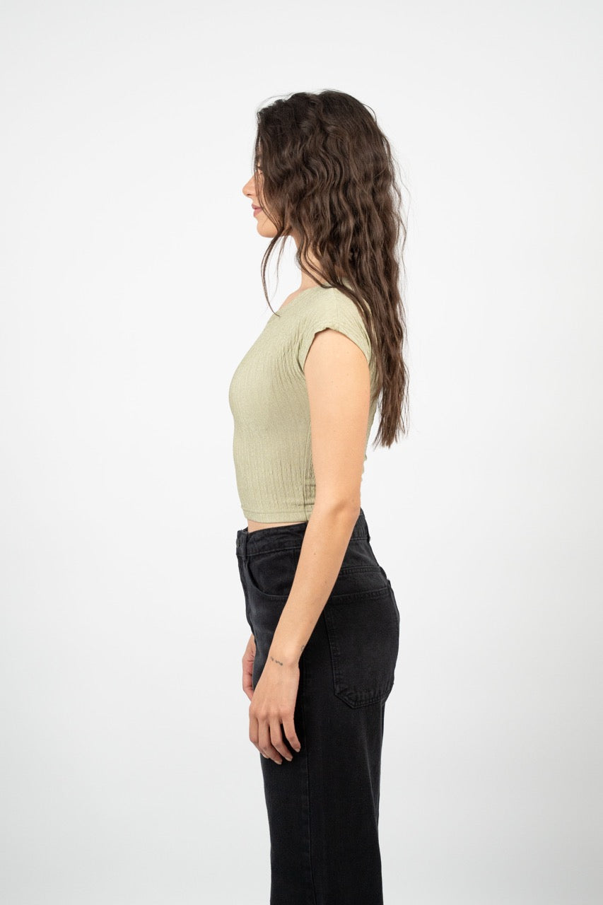 CRINKLE FITTED CROP TOP