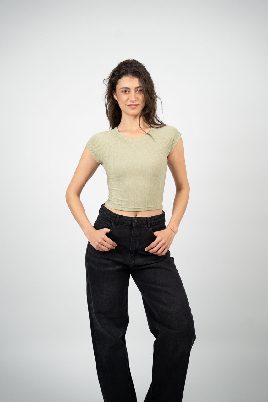 CRINKLE FITTED CROP TOP