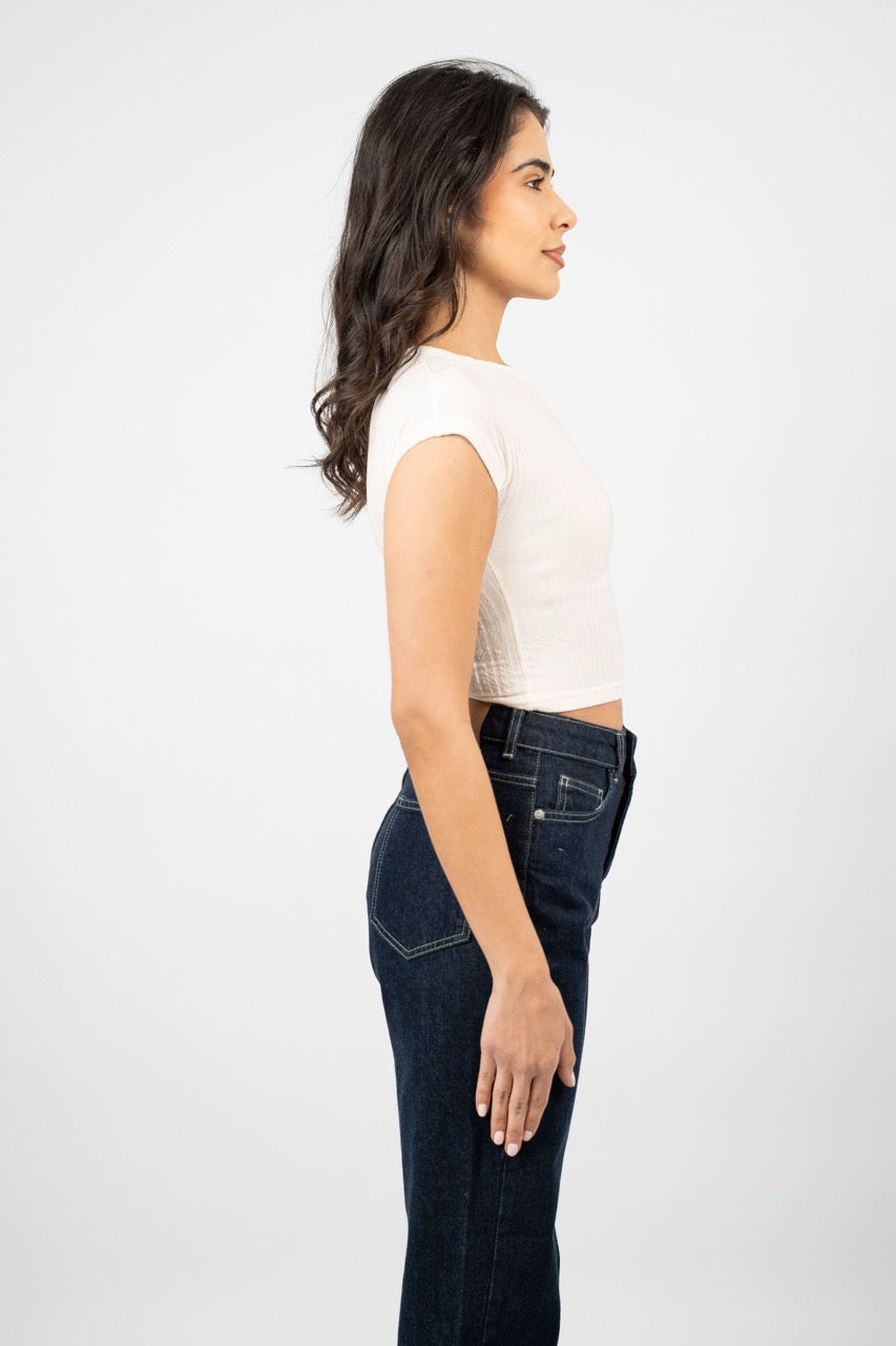 CRINKLE FITTED CROP TOP