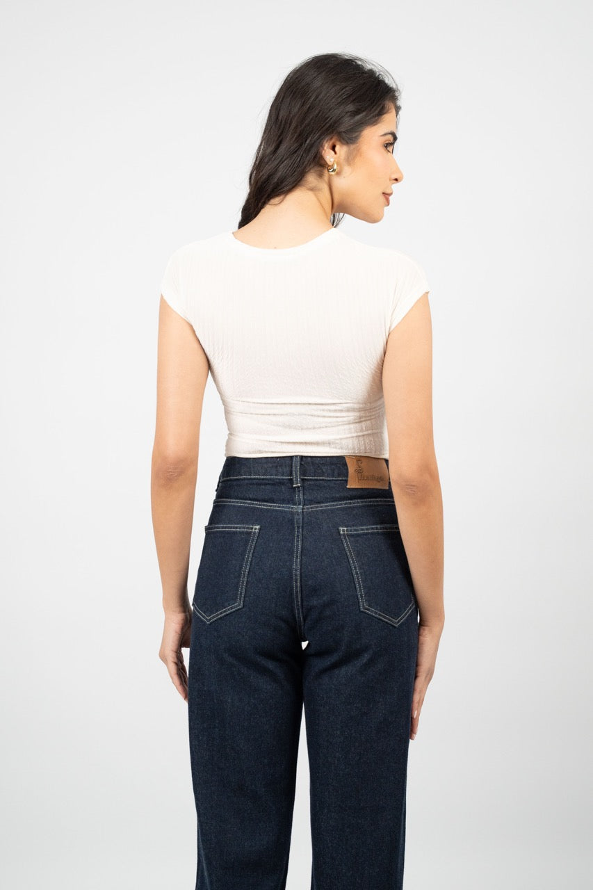 CRINKLE FITTED CROP TOP