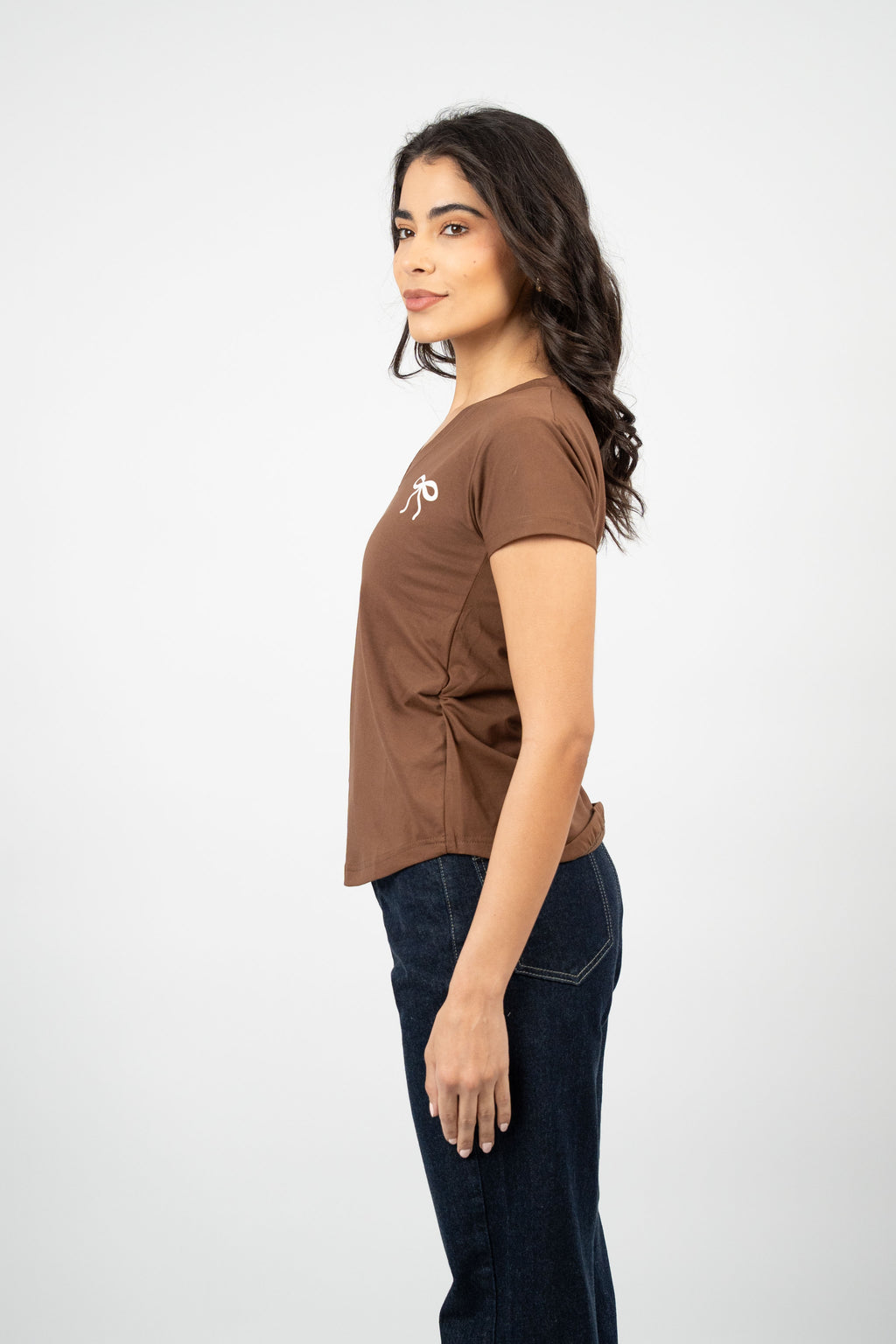 BOW DETAIL V-NECK T-SHIRT