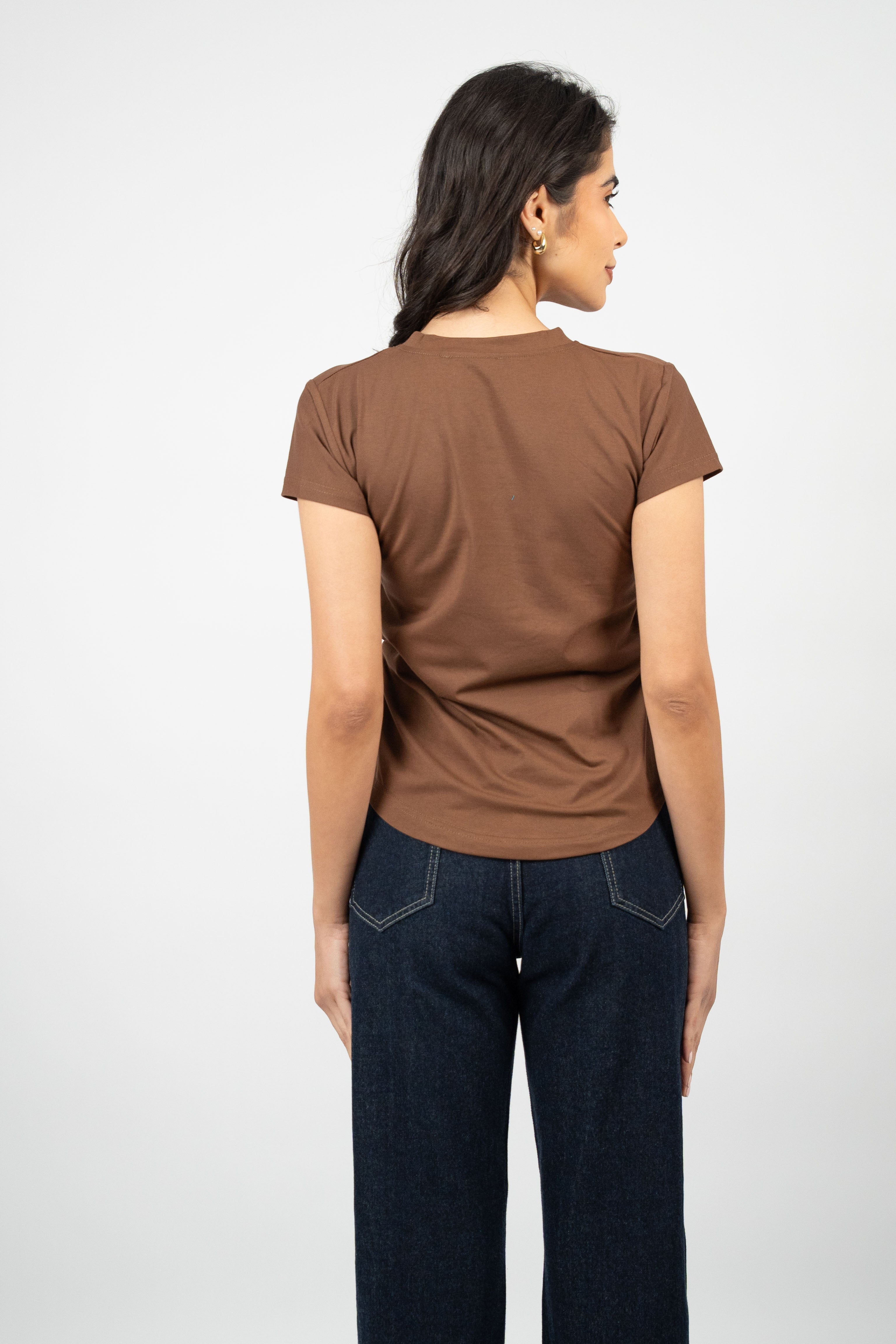 BOW DETAIL V-NECK T-SHIRT